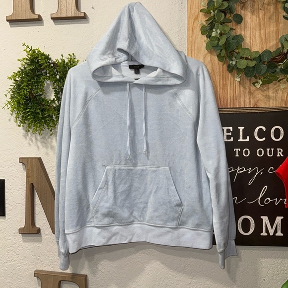 J crew women’s long sleeve relaxed velour pullover hoodie size small - Picture 1 of 3